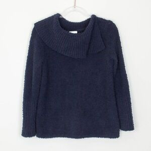 Pure Jill Navy Blue Soft Cozy Cowl Neck Pullover Sweater S Petite Fuzzy Winter‎